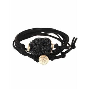 Womens Black Druzy Charm Bracelet